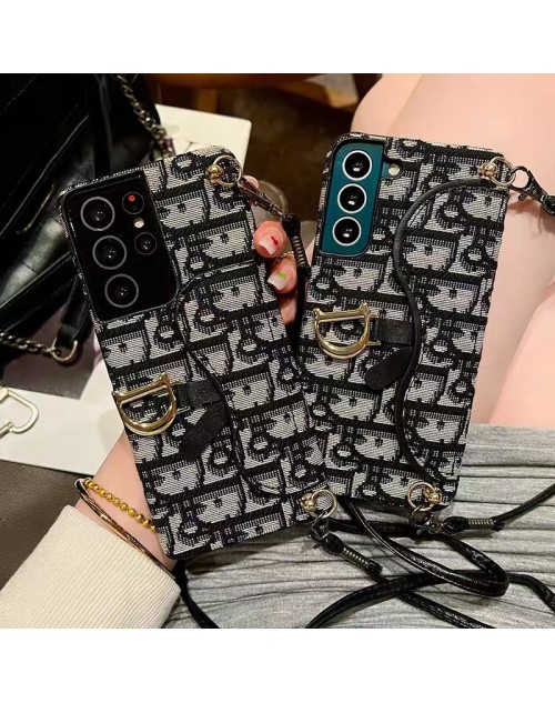 Dior ディオール ブランド Galaxy S23/S23 Plus/S23 ultra/Note20ケース経典 斜めがけ レザー ストラップ バッグ型 カード収納 iphone 14 pro max/14 pro/14カバー カナージュ DIOR スマホケース  ファッション メンズ レディース