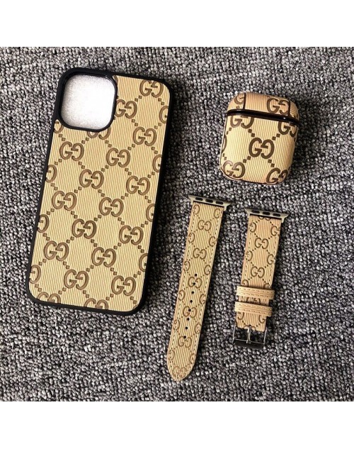 ディオールハイブランド アイフォン13プロ マックス/13プロ/14スマホケース レザー エアーポッズ プロ 1/2/3ケースGucci ファッション 典雅 Gucci Apple Watchバンド クラシック ３点セット 定番柄