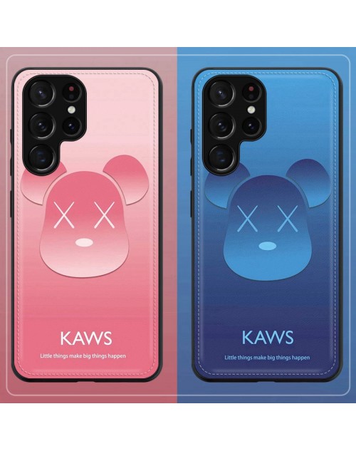 KAWS ブランド カウズ iphone 14 pro max plus 軽量 Galaxy S22/S22+/S22 Ultra携帯ケース グラデーション ギャラクシーS21/S21+/S21 Ultraスマホケース 熊 擦り傷防止 ギャラクシーS22 Ultra/S22+/S22カバー ブランドカウズ キュート