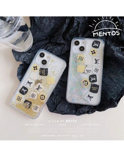 Louis Vuitton ルイヴィトン ブランド iphone 14/14 pro/14 pro maxケース 潮流 流れ クリア ケース きらきら 金銀色 モノグラム 韓国風 アイフォン14/13/12/11/x/xs/xr/8/7カバー ファッション メンズ レディーズ