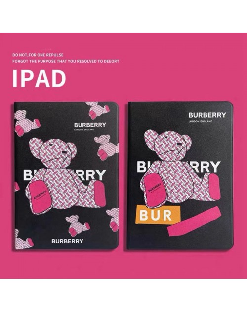 Burberry ブランド バーバリー ipad 10/pro2022/air5/mini 6ケース かわいい 熊柄 手帳型 ぬいぐるみ風 スタンド付き 全機種対応 アイポッド10/プロ2022/エアー5/ミニ 6/9/8/7/4/3/2カバー モノグラム キャラクター風 芸能人愛用 メンズ レディーズ