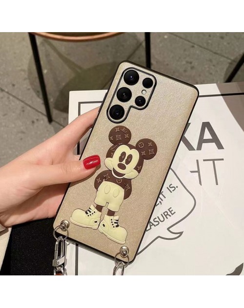 LV ルイヴィトン ブランド Galaxy S23/s23 plus/s23 ultra/s21ケース かわいい ディズニー ミッキーマウス柄 ストラップ付き モノグラム ジャケット型 芸能人愛用 ギャラクシーs23/s23プラス/s23ウルトラ/s21カバー コピー HUAWEI メンズ レディーズ