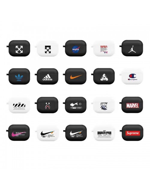 Aape/エーエイプ Supreme/シュプリーム ハイブランド Airpods 3/pro2ケース 保護 KAWS/カウズ Champion/チャンピオン Adidas/アディダス Jordan/ジョーダン Off-White/オフホワイト エアーポッズ プロ2/3/2/1ケース ピカチュウ ナイキ 便利 NIKE カラビナ付き NASA MARVEL 第3/2/1世代ケース 落下防止 ペアお揃い 紛失防止 ファッション メンズ レディース