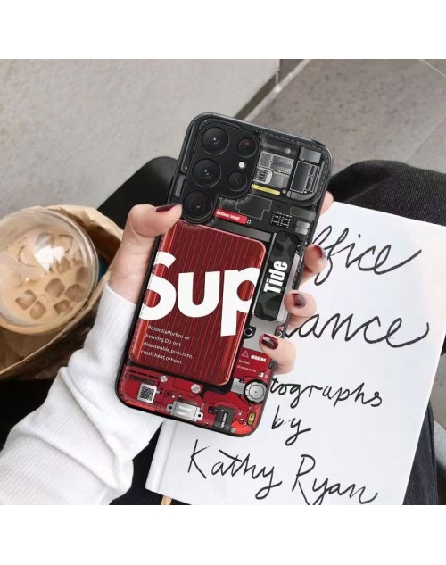 SUPREME シュプリーム ハイブランド Galaxy S23/S23+/S23 Plus/S23 Ultraケース モノグラム 機械柄 ジャケット型 モノグラム ギャラクシーs23/s23プラス/s23ウルトラ カバー  耐衝撃 コピー メンズ レディーズ