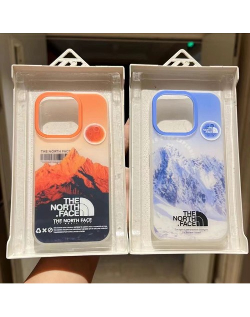 The North Face ザ.ノース.フェイス ブランド iPhone14/14 Pro/14 Pro Maxケース かわいい 雪山 クリアケース 月球柄 ジャケット型 アイフォン14プロ マックス/14プロ/14/13/12/11カバー ファッション メンズ レディース