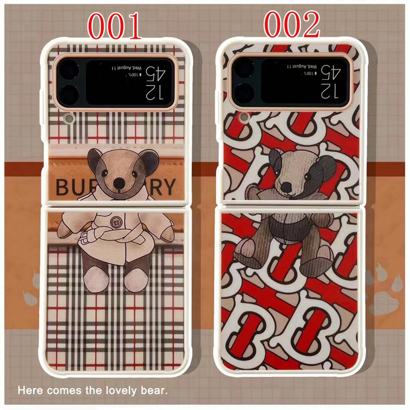 バーバリー ギャラクシーZflip3 5Gスマホケース 熊
