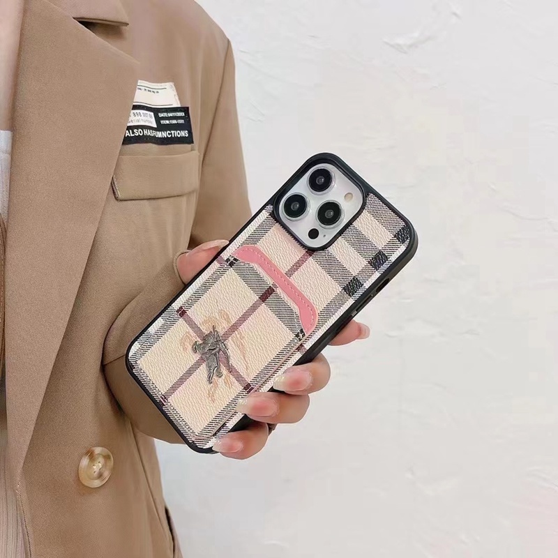 バーバリーiphone14pro max plus/s23+ultraケースburberry騎士モノグラム革カード縞ジャケット ブランド アイフォン14 芸能人愛用
