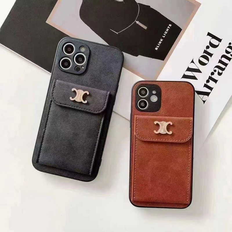 セリーヌ ブランド iphone 13 mini/13 pro/13 pro maxケース カード入れ シンプル ポケット付き