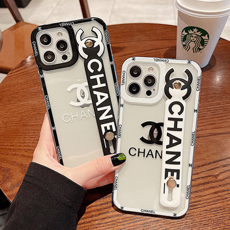 シャネル ブランド iPhone 13 pro/13 pro max/13 miniケース インスタ ハンドバンド付 クリア