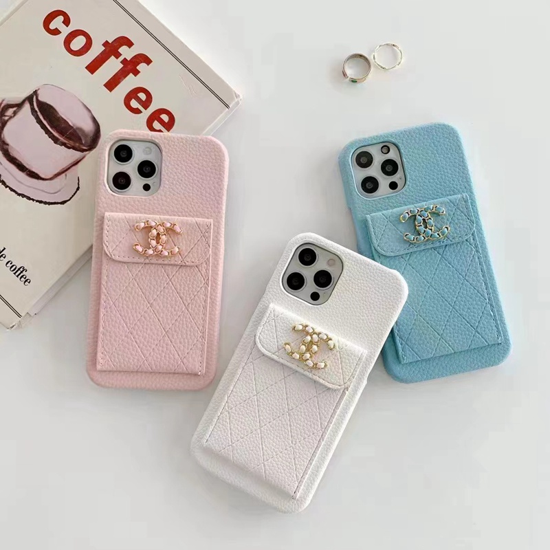 シャネル ブランド iphone 13 mini/13 pro/13 pro maxケース カード入れ シンプル ポケット付き