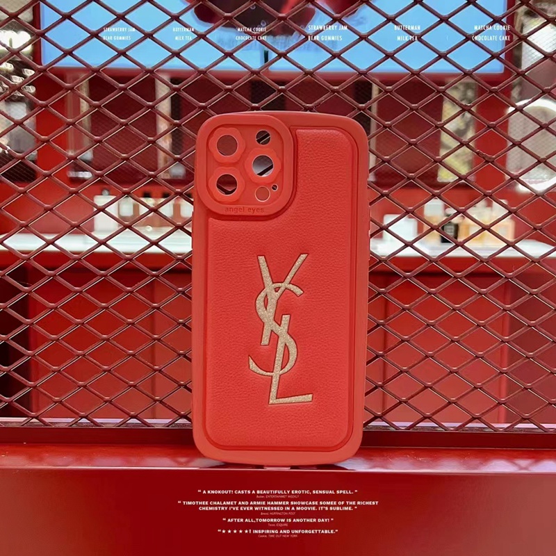 YSL イブ.サンローラン ハイブランド iphone14/14 pro/14 pro maxケース かわいい レザー 赤色 きらきら