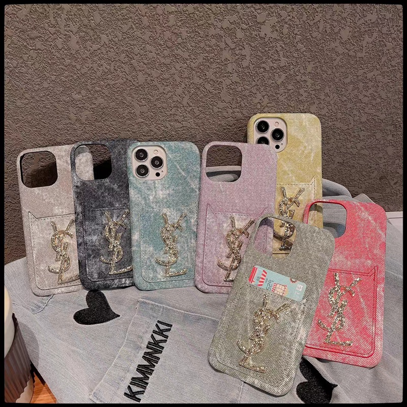 PRADA/プラダ ハイブランド iPhone 14/14 Pro/14 Pro Maxケース カード入れ YSL/イブ・サンローラン モノグラム レザー製 カラー色
