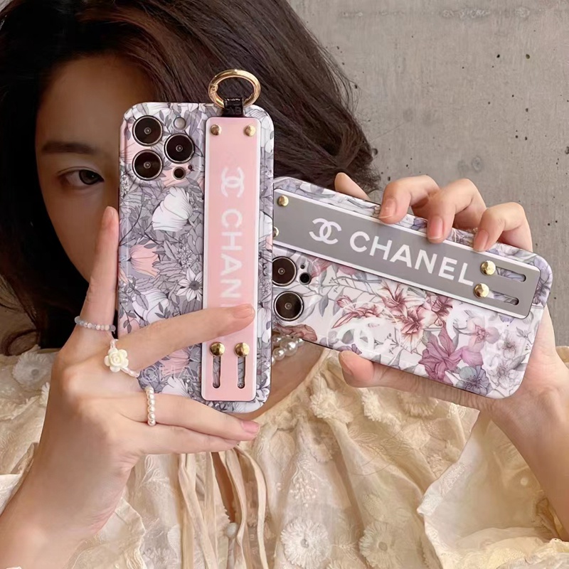 CHANEL/シャネル ブランド iphone14/14 pro/14 pro maxケース 経典 花柄 ハンドバンド付 リング付き ジャケット型 モノグラム
