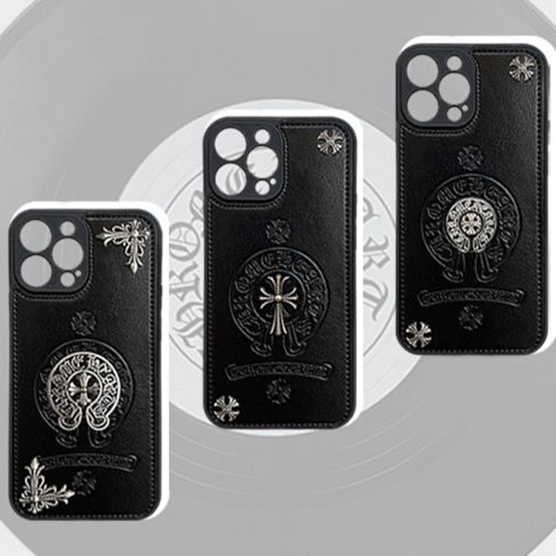 Chrome Hearts/クロムハーツ ハイブランド iphone 14 pro max/14 Plusケース かわいい 十字形 モノグラム柄 コピー レザー