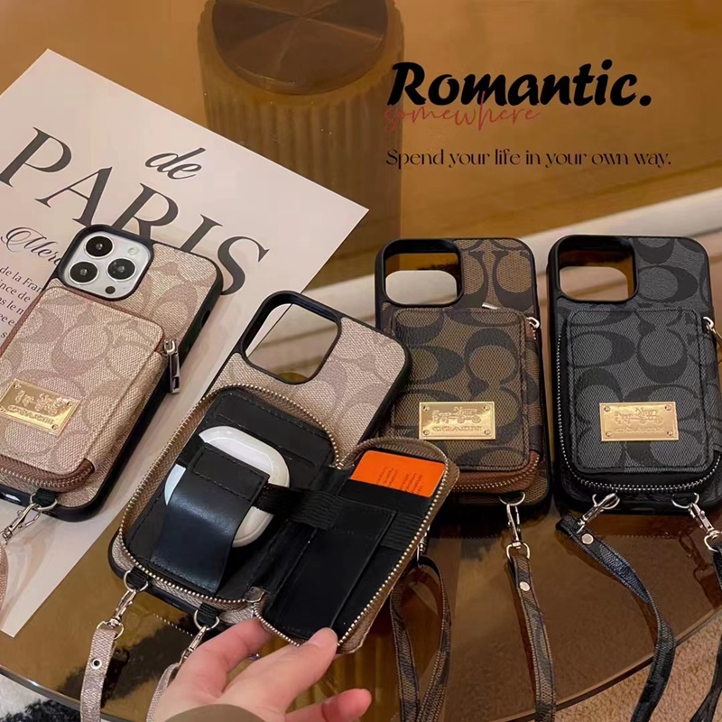Coach コーチ ハイブランド iphone 14 Plus/14 Pro max/14 Pro/14ケース かわいい 斜めがけ バッグ型 カード入り 財布風 レザー ストラップ