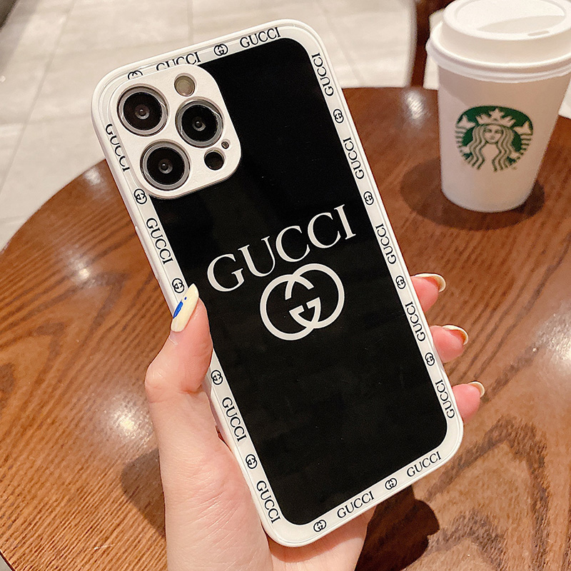 グッチgucciブランド アイフォン13pro max/13miniカバー ins風モノグラム鏡ガラス ジャケット 男女