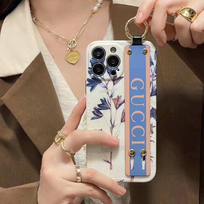 Gucci/グッチ ブランド  iphone14/14 plus/14 pro/14 pro maxケース 個性 花柄 ハンドバンド付 リング付き