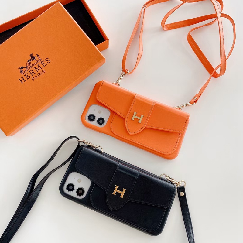 HERMES ハイブランド iphone 13 mini/13 pro maxケース エルメス ストラップ付き 封筒型 女性愛用