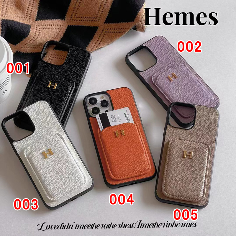 Hermes エルメス ハイブランド iphone15plus/15Pro maxスマホケース かわいい レザー製 カード入れ モノグラム アイフォン15プラス/15プロ マックス カバー ファッション メンズ レディース
