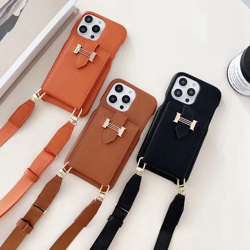 Hermes エルメス ペアお揃い カード 財布 ストラップ iphone 14 plus 14 pro max ケース 個性潮 ファッション レザー