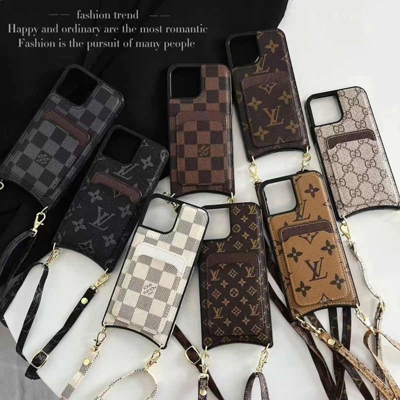LV/ルイヴィトン ハイブランド Gucci/グッチ iphone14/14plus/14pro maxケース 背面レザー バッグ風 カード入れ ストライプ コピー