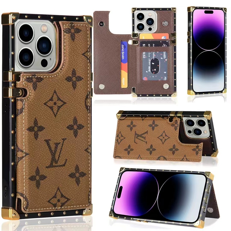 LV/Coach/Gucci/Burberry/MK ハイブランド iphone 14 pro max/14 pro/14ケース かわいい トランク型 カード入れ 手帳風