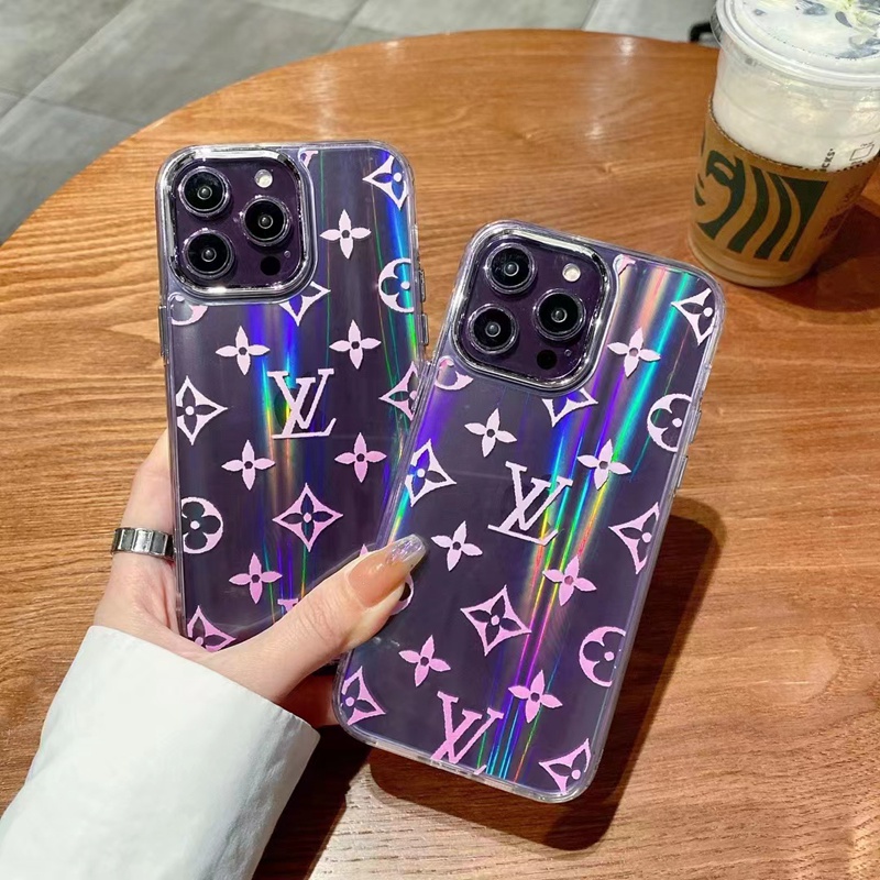 Louis Vuitton ルイヴィトン ハイブランド iPhone 14/14 Pro/14 Pro Maxケース 韓国風 LV クリアケース キラキラ ピンク色 モノグラム