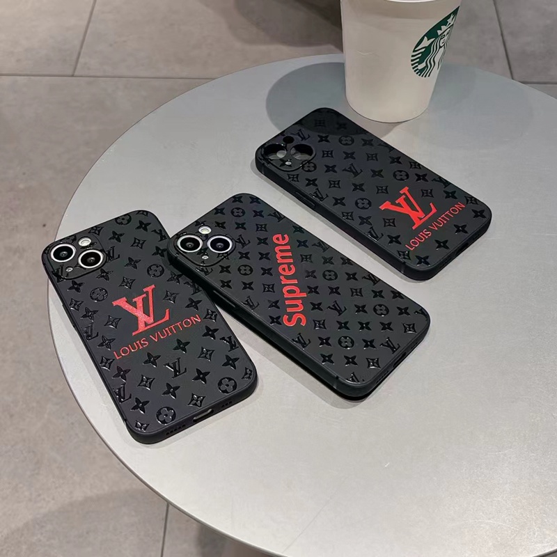 LV/ルイヴィトン SUPREME/シュプリーム ハイブランド iphone 14/14 pro/14 pro maxケース かわいい 赤色モノグラム全面保護 TPU製