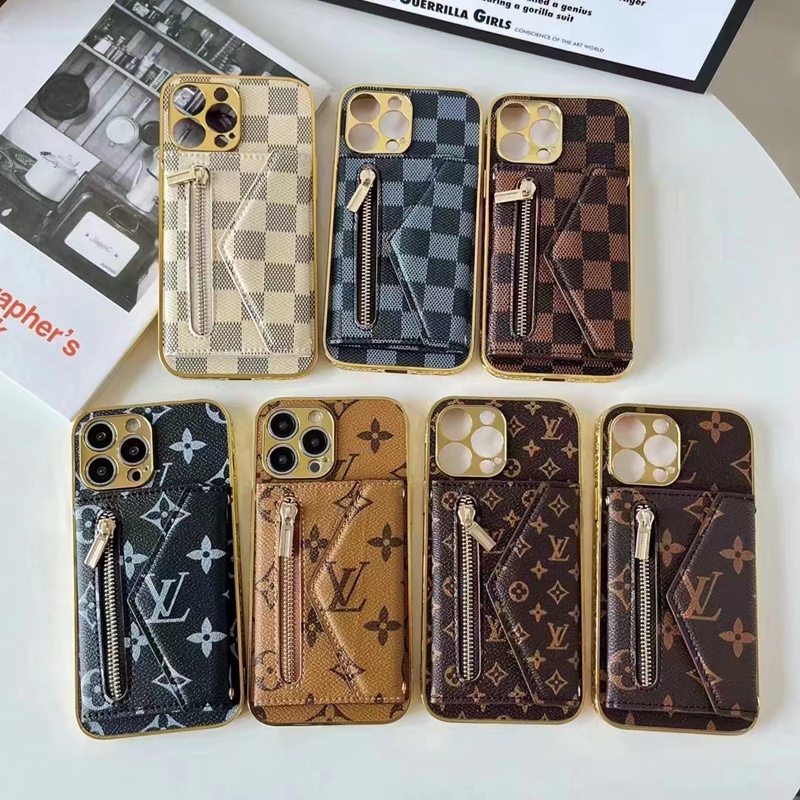LV ルイヴィトン ブランド iPhone 14/14 Pro/14 Pro Maxケース 財布型 カード収納 ジッパー付き レザー 小銭入れ モノグラム ジャケット型
