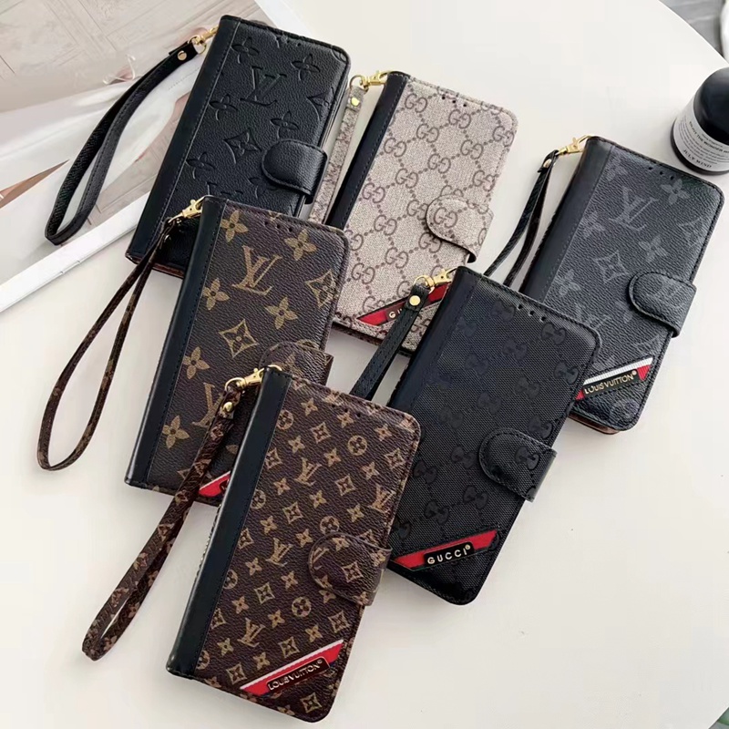 GUCCI/グッチ LV/ルイヴィトン ハイブランドiphone 14 pro max/14 plusケース 手帳型 レザー ストラップ