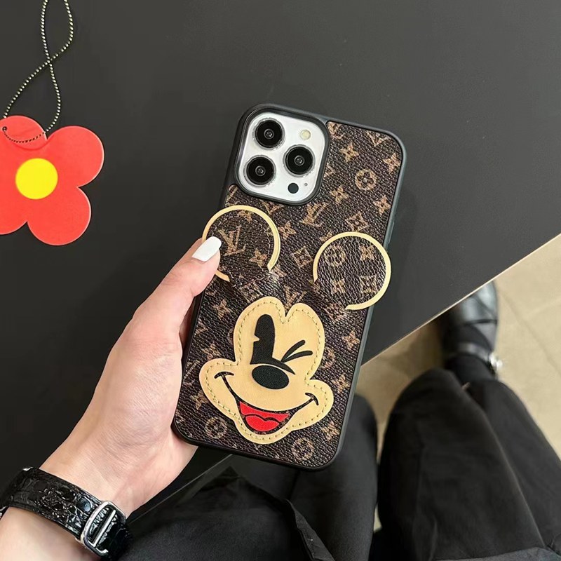 lvヴィトンiphone14pro max/14plusケース ミッキー革カード ディズニー ミニー モノグラム ジャケット ブランド アイフォン14プロマックス/14プラス カバー