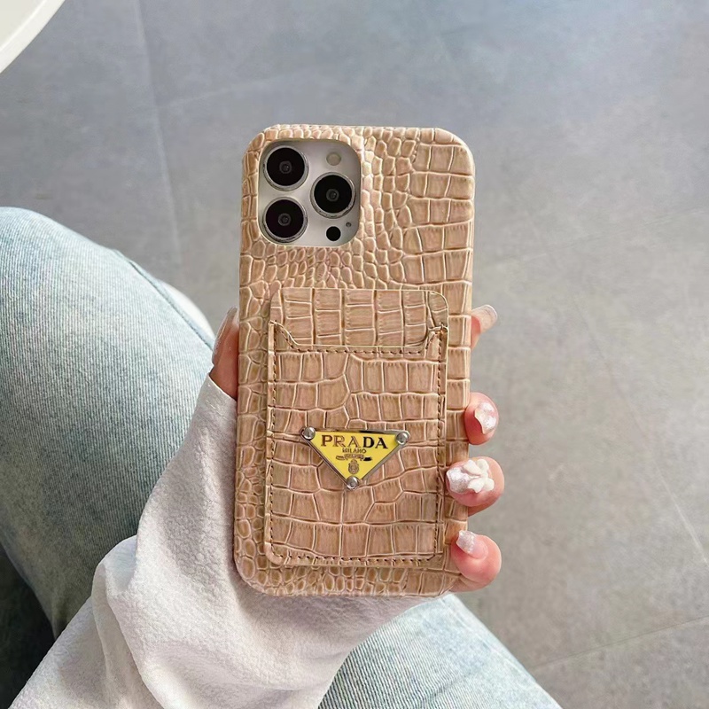 Prada プラダ ブランド iphone14Pro max/14Pro/14max/14ケース シンプル カード入り クロコダイル柄