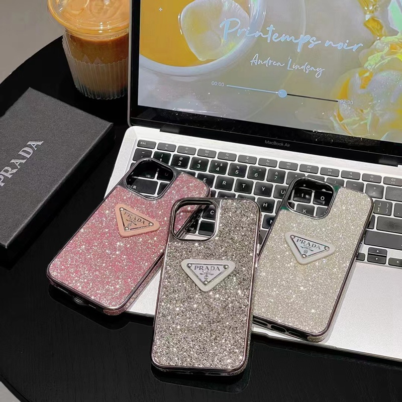 PRADA プラダ ハイブランド iphone 14/14 pro/14 pro maxケース 潮流 きらきら クリアケース モノグラム ジャケット型 韓国風