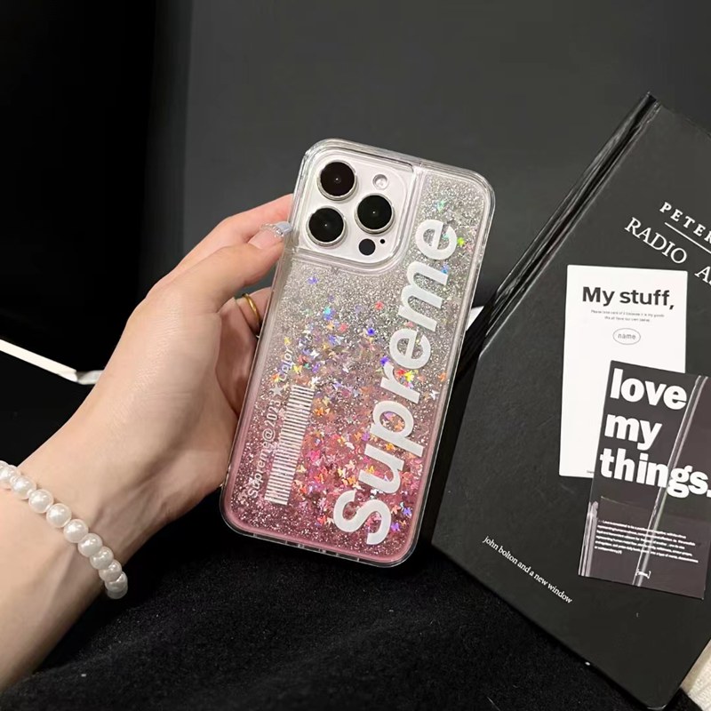 シュプリームiphone14pro max plusケースsupremeクリア流れ きらきら モノグラム シンプル ブランド アイフォン14プロ マックス/14プラス男女