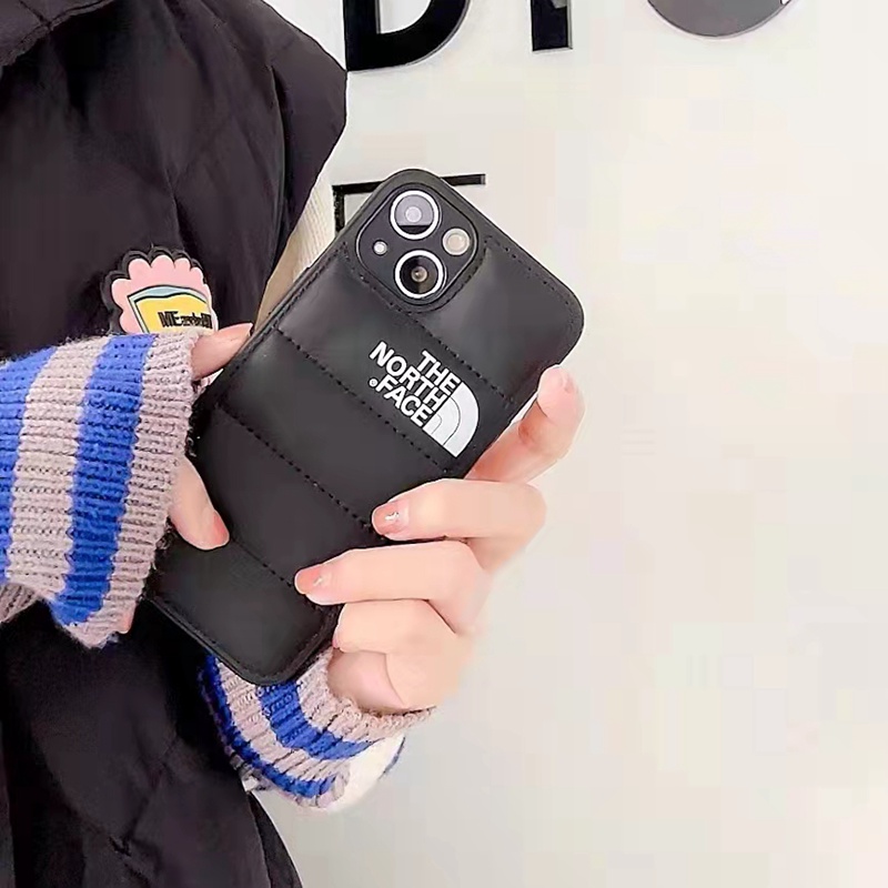 the north face ザ.ノース.フェイス ブランド iphone 14/14 pro/14 pro max/14 plusケース セレブ愛用 レザー 経典 ダウンジャケット風 レザー製 保護 アイフォン14プラス/14プロマックス カバー オーダーメイド メンス レデイース