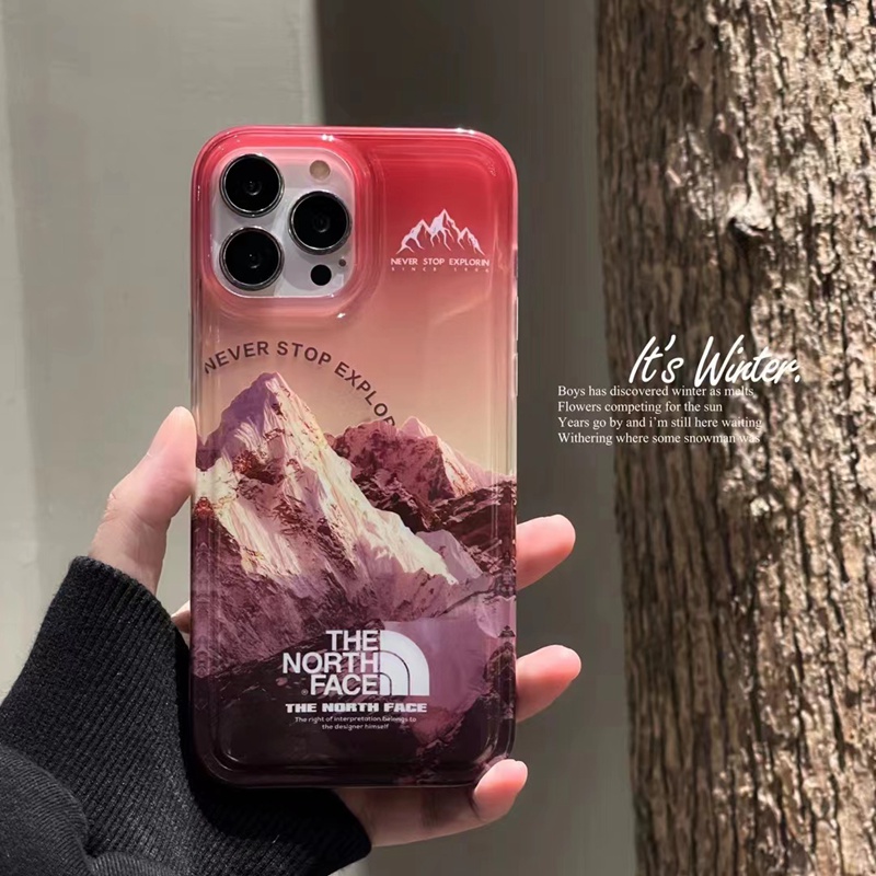ノースフェイスiphone14pro max/14plusケースthe north face雪山キラキラ モノグラム ブランド アイフォン14カバー男女