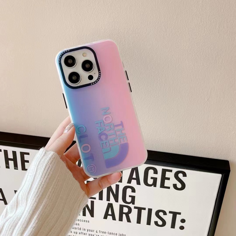 ノースフェイスiphone14pro max/14plusケースthe north faceモノグラムclotコラボ ジャケット ハイブランド アイフォン14男女