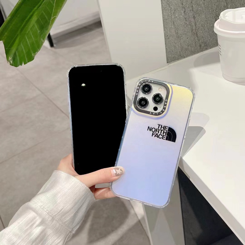 ザノースフェイスiphone14pro max/14plusケース可愛いthe north faceクリア メッキ モノグラム ジャケット ブランド アイフォン14プロ マックス