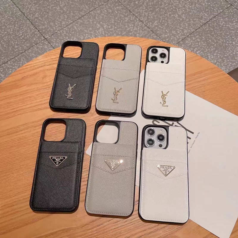 Prada プラダ イヴ･サンローラン ブランド iphone14Pro max/14Pro/14ケース かわいい カード入り Yves Saint Laurent レザー モノグラム