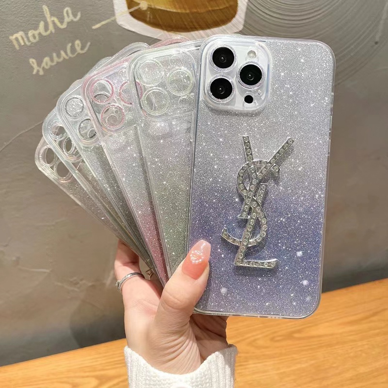 YSL イブ・サンローラン ブランド iphone 14/14 pro/14 pro maxケース きらきら 銀河風 クリアケース モノグラム 韓国風