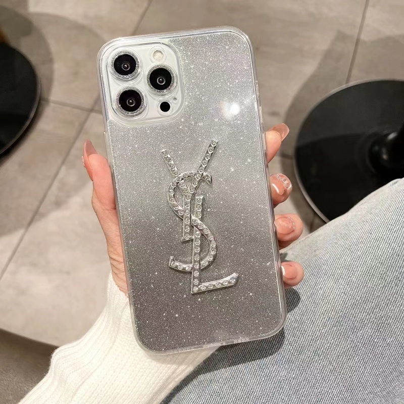 サンローランiphone14pro max plusケースyslキラキラ銀河クリア モノグラム ハイブランド シンプル アイフォン14カバー男女