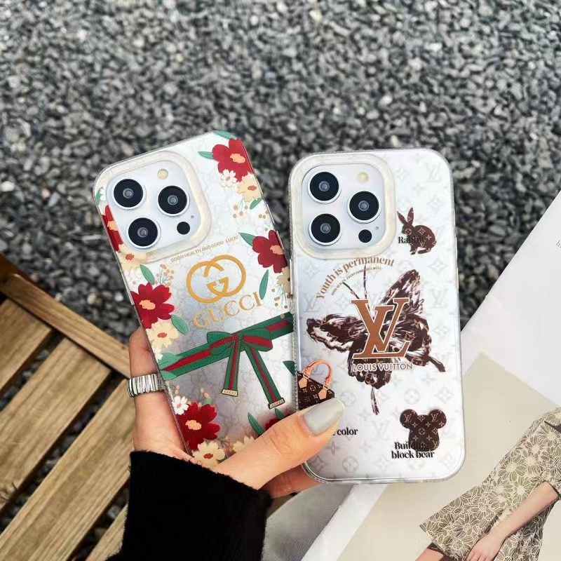 グッチ ヴィトンiphone14pro max/14plusケース可愛いgucciモノグラムlv蝶サンローラン兎ブランド熊アイフォン14/14プラス/14プロマックス カバー男女