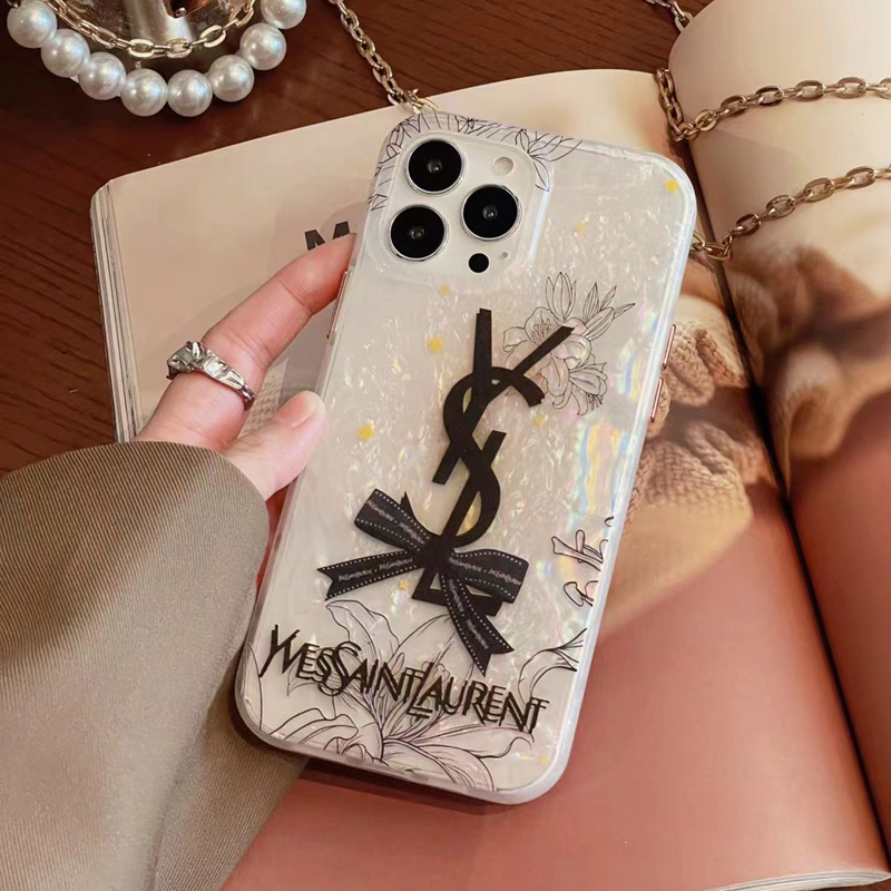 YSL/イブ・サンローラン ハイブランド iPhone 14 Pro Max/14 Pro/14ケース かわいい クリア 花柄 キラキラ 透明 ジャケット型