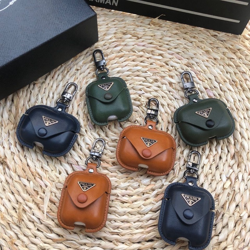 ラダ Ins風 airpods 3/2/1/proケース かわいい レザー Prada おまけつき カラビナ付き バッグ型