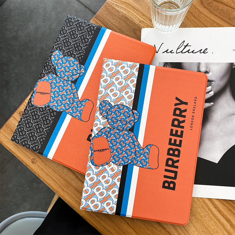 BURBERRY ブランド ipad mini 6/9/pro 2021ケース モノグラム バーバリー ペンシル収納 第9/8/7世代 熊風