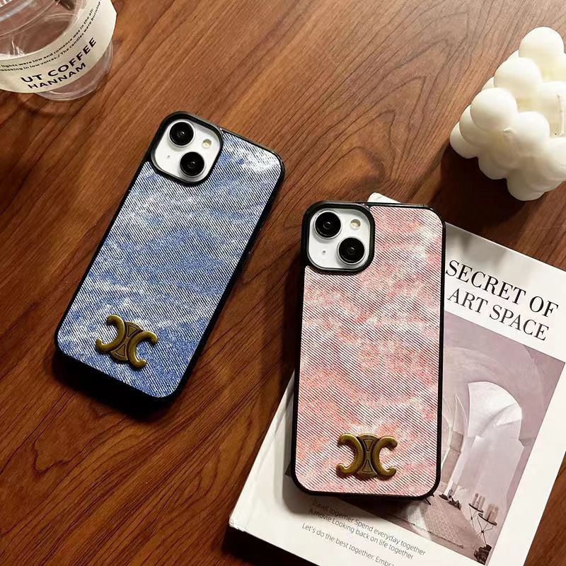 Celineセリーヌiphone15pro max plusケース デニム ペアお揃い モノグラム ジャケットアイフォン15プロマックス経典
