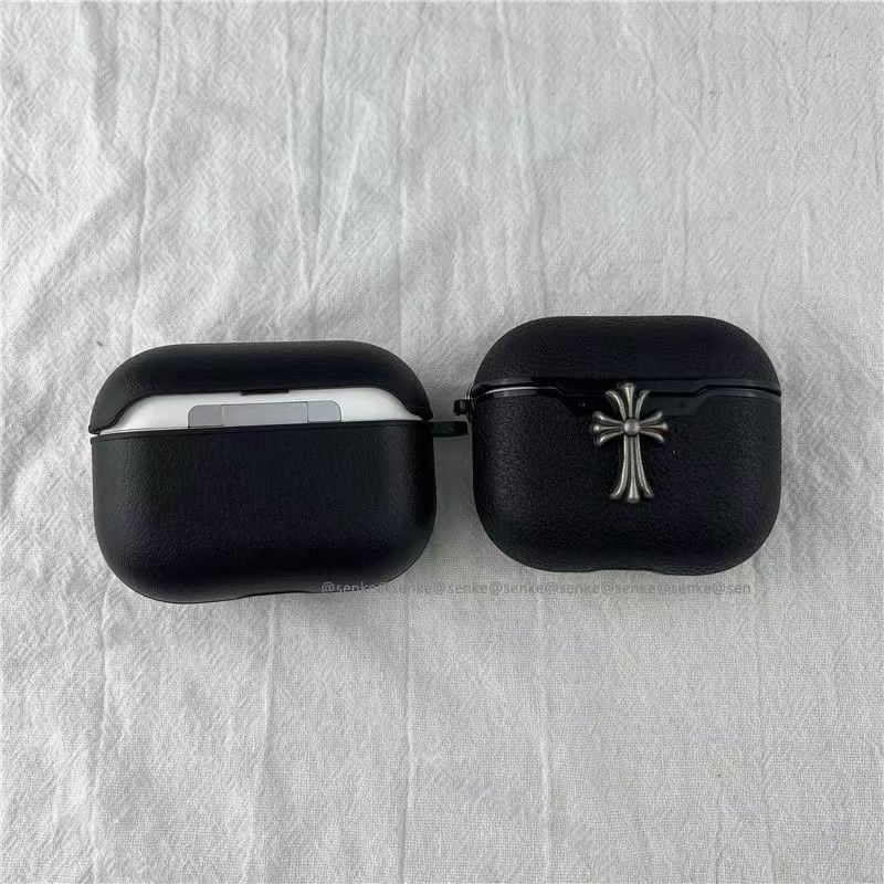 Chrome Hearts ブランド クロムハーツ airpods pro2/3ケース かわいい 十字形 モノグラム 黒色 ペアお揃い