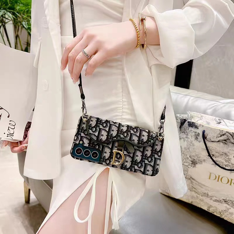 Dior ディオール ハイブランド Galaxy S23/S23 Plus/S23 ultra/Note20ケース経典 斜めがけ レザー ストラップ バッグ型 カード収納