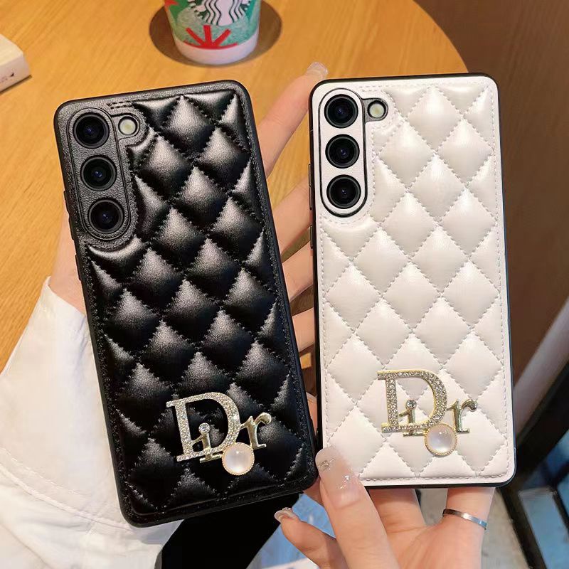 DIOR ディオール ハイブランド Galaxy S23/S23 Plus/S23 Ultraケース モノグラム レザー キラキラ ジャケット型