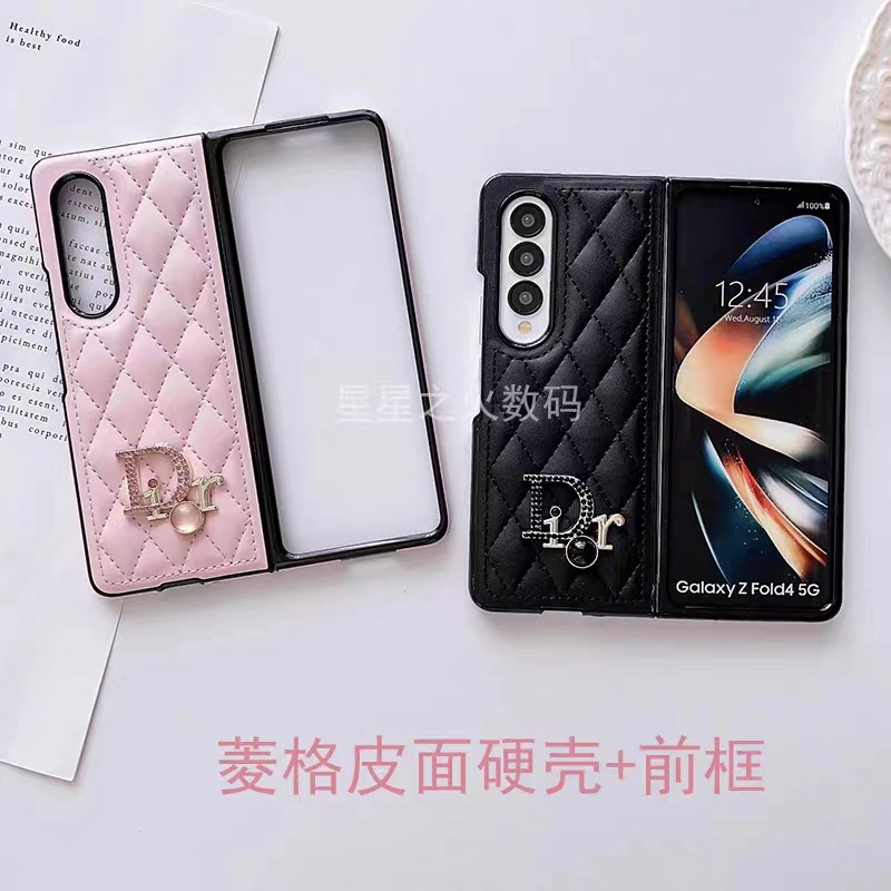 DIOR ディオール ハイブランド Galaxy Z Fold 5/Z Fold 4スマホケース 個性 折畳み式 レザー キラキラ モノグラム